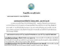 ພະຍາກອນອາກາດ ປະຈໍາເຊົ້າວັນທີ 07 ມັງກອນ 2026